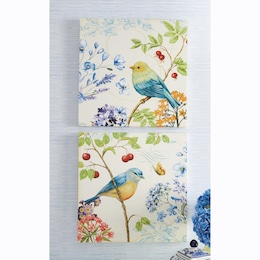 Set of 2 Floral Birds Wall Art, , large