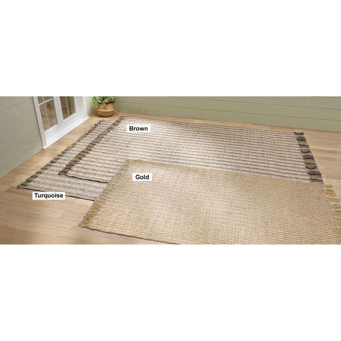 Textured Jute Rug with Fringe, , large