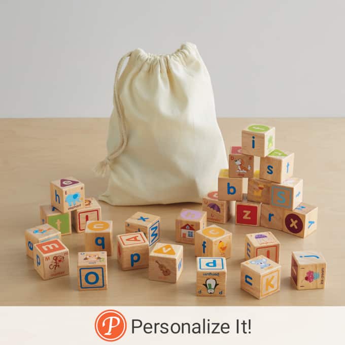 Set of 26 Wooden Alphabet Blocks, , large