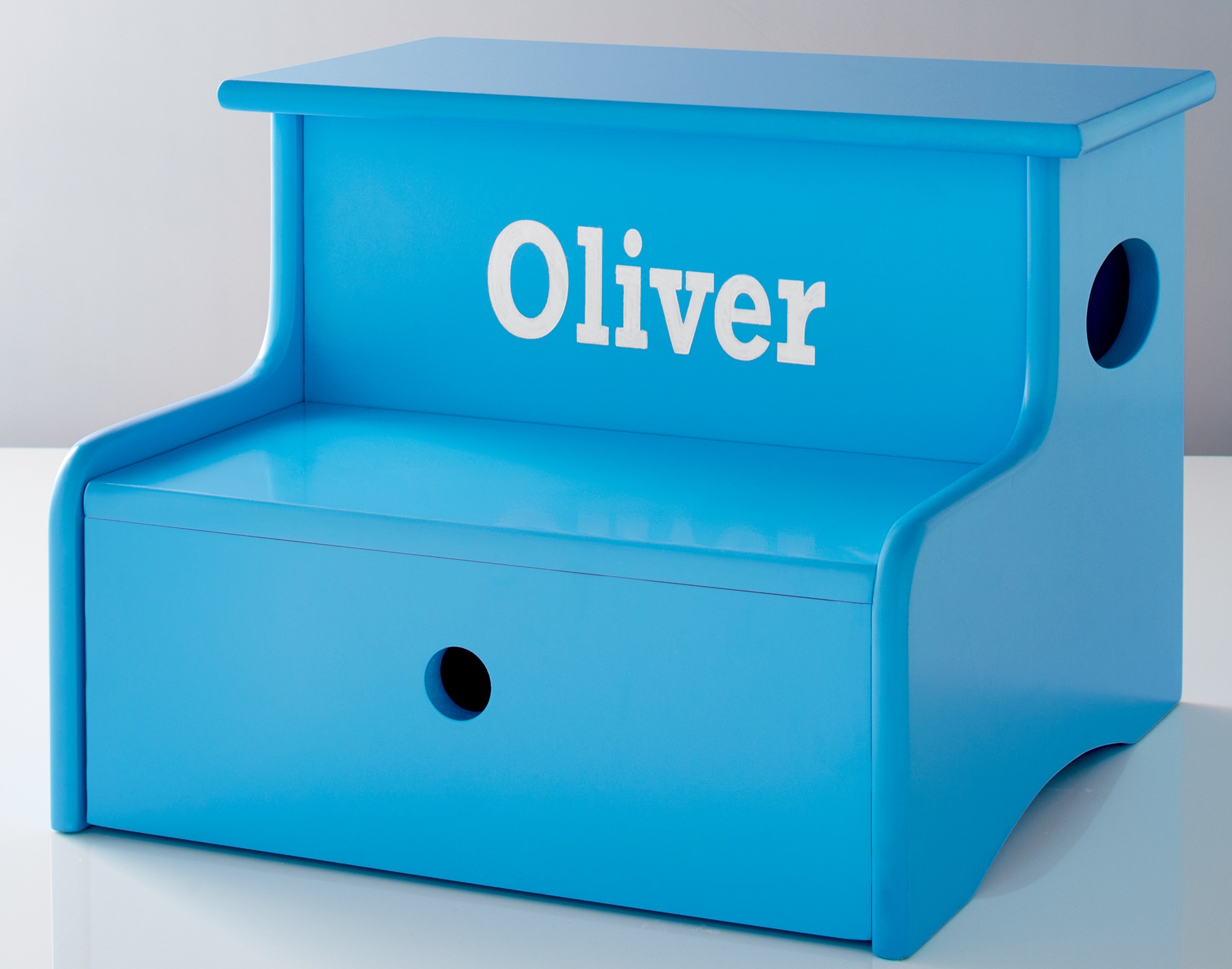 Kids&rsquo; Storage Step Stool, Blue, large