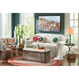 Rustic Galvanized Storage Bench with Upholstered Seat, , large