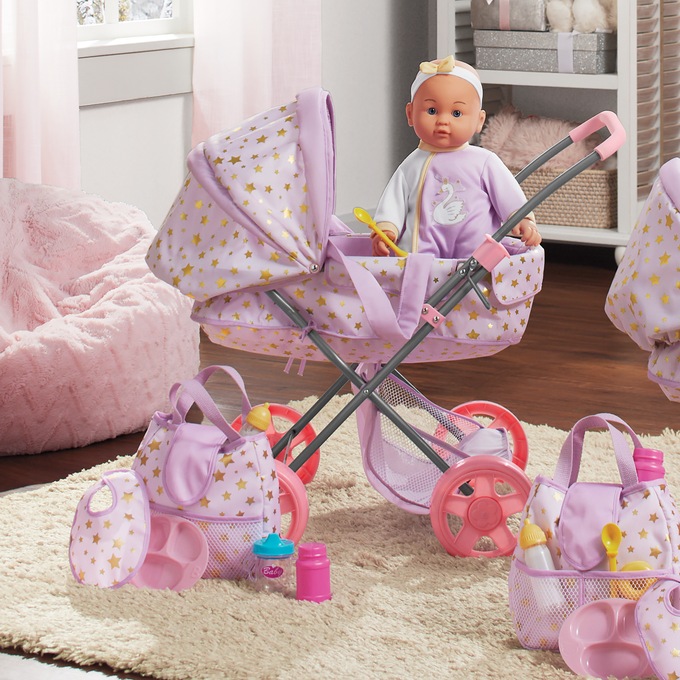 Doll with Pram Set, , large