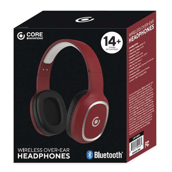 Core Innovations Wireless Bluetooth Headphones, Ruby, large