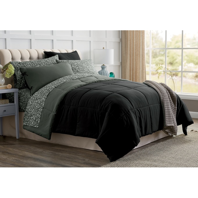 Color Connection Reversible Solid Down-Alternative Comforter Set, , large