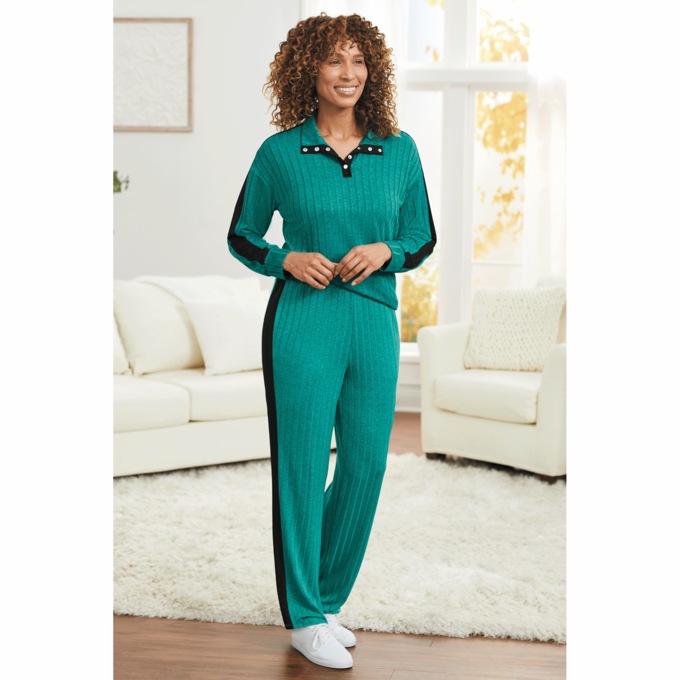 Ribbed-Knit Casual Set, , large