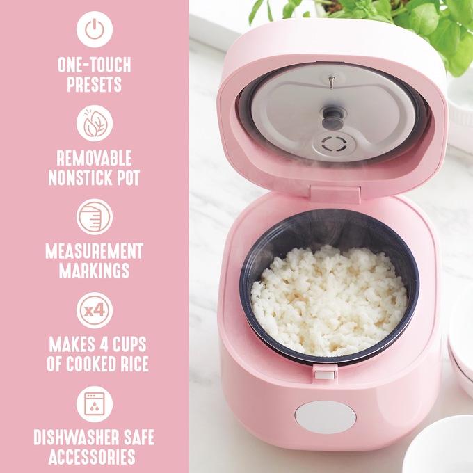 Greenlife 4-Cup Rice and Grains Cooker, Pink, large