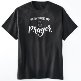  Powered by Prayer Inspirational Message Tee in Cotton Jersey, , large
