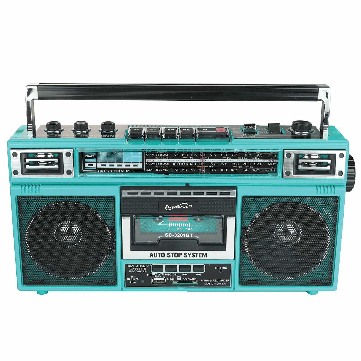 Supersonic 4-Band Radio and Cassette Player with Bluetooth