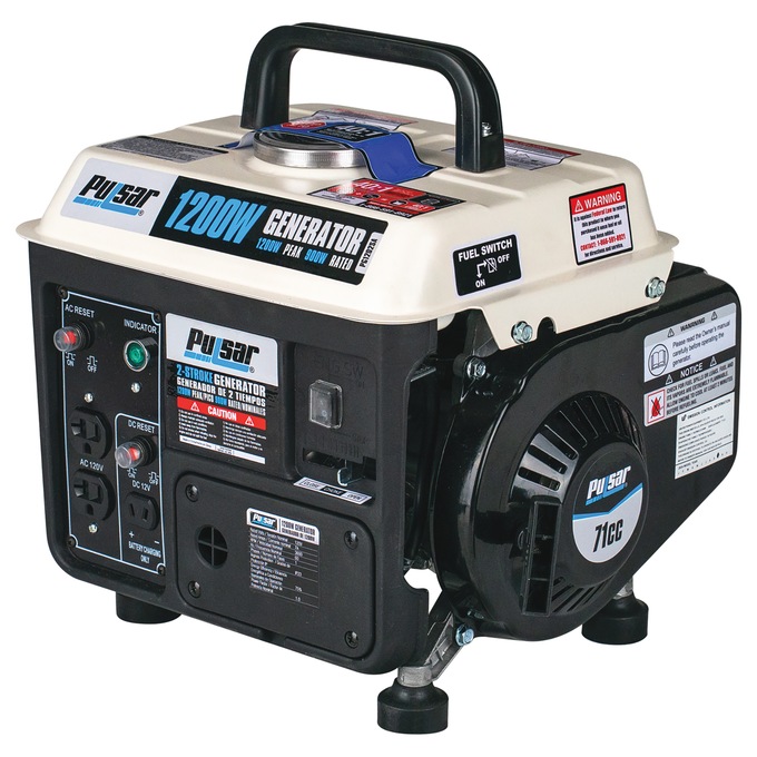 Pulsar 1200W/900W 2-Stroke Gas Generator, Black, large