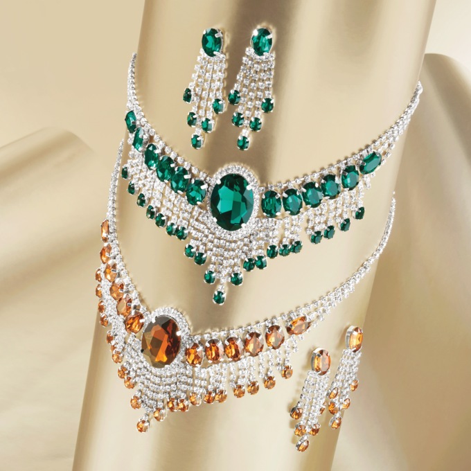 Crystal Necklace and Earring Set, , large