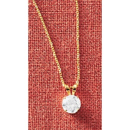 Lab-Diamond/14K Gold Solitaire Pendant, , large