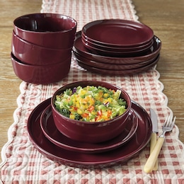 12-Piece Fig Colored Dinnerware Set, , large