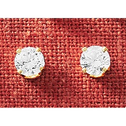 Lab-Diamond/14K Gold Solitaire Post Earrings, , large