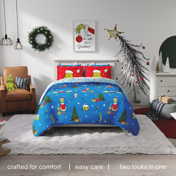 Reversible 7-Piece Grinch Comforter Set, , large