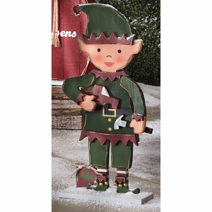 Chunky Wood Christmas Elf, , large