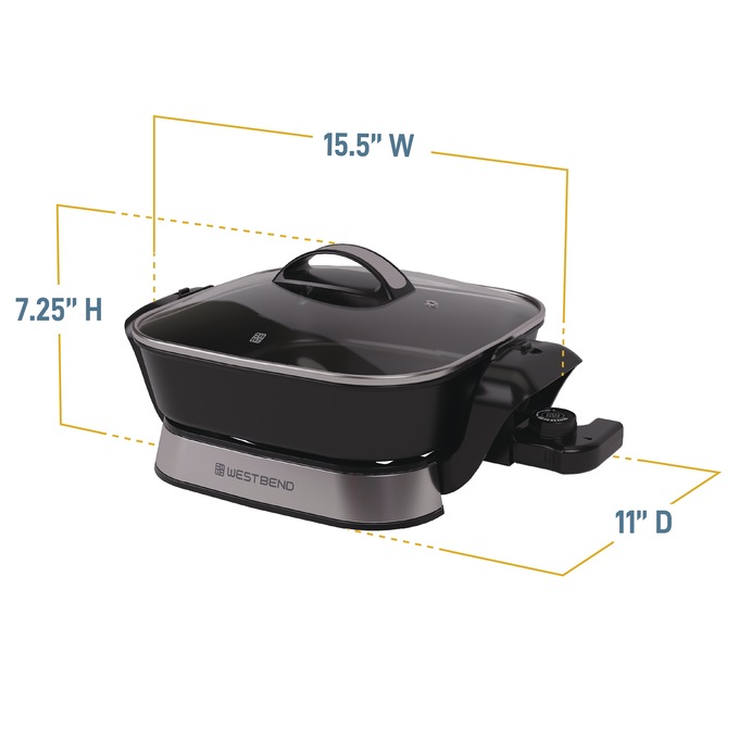 West Bend 11" 4.2-Quart Electric Skillet with Foldable Base, Black, large