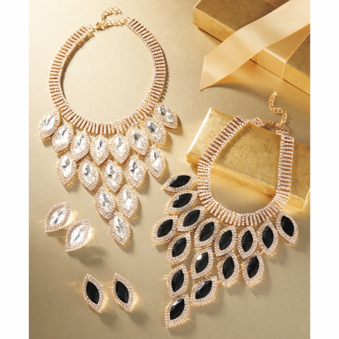 Crystal Marquise Necklace and Earring Set, , large