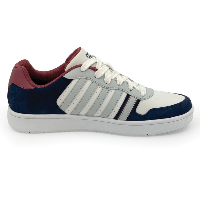 K-Swiss Men's Court Palisades Shoe, Blanc Indigo Tibetan Red White, large