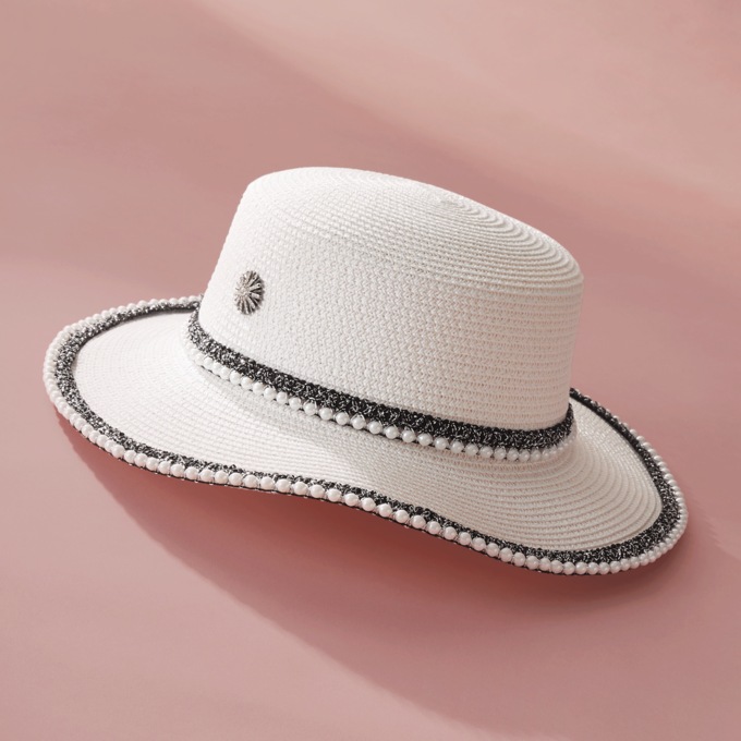 Pearl-Trim Sun Hat, , large