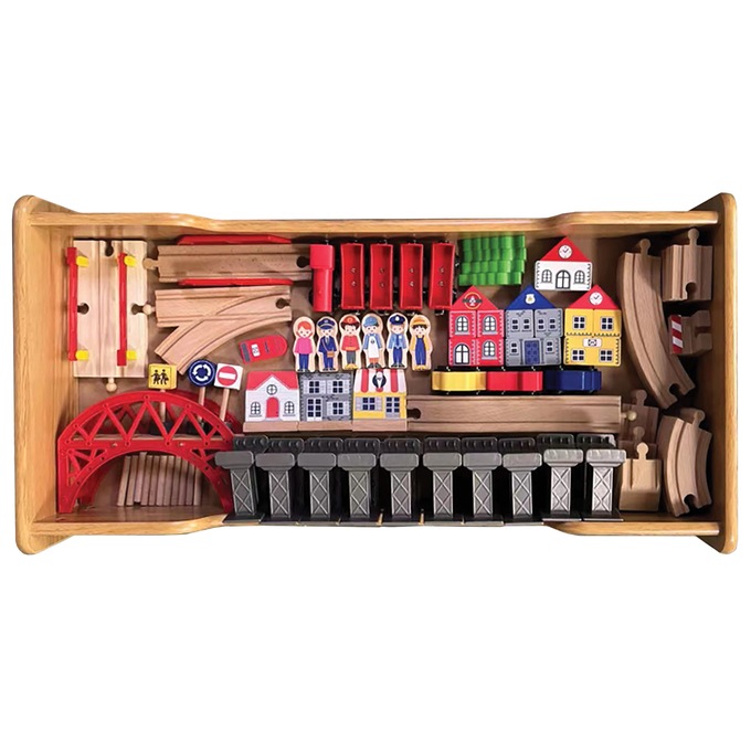 100-Piece Wooden Train Table Set with Storage, Multi, large