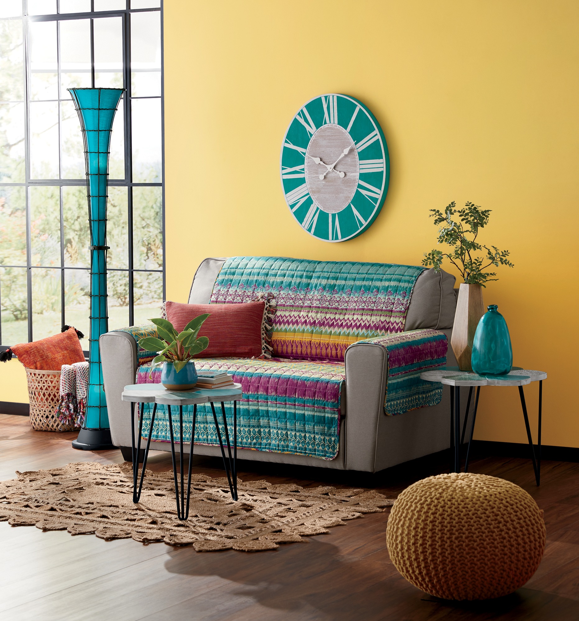 teal tall lamp