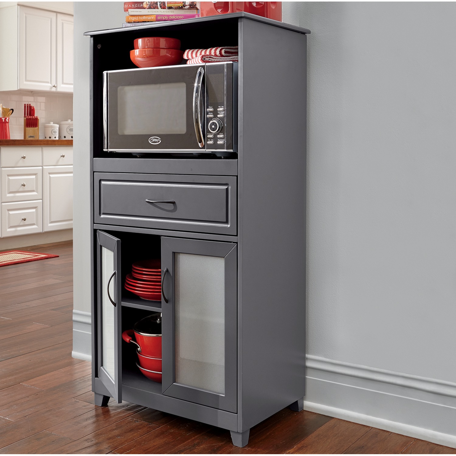 Microwave Storage With Glass Door Cabinet Montgomery Ward