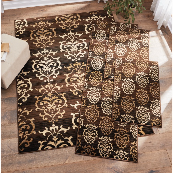 4-Piece Countess Rug Set, Brown, large