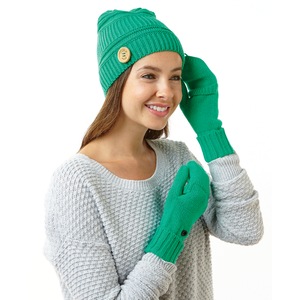 Knit Foldover Gloves, , large