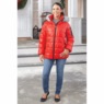 Mia Shiny Puffer Jacket with Faux-Fur Hood, Red, large