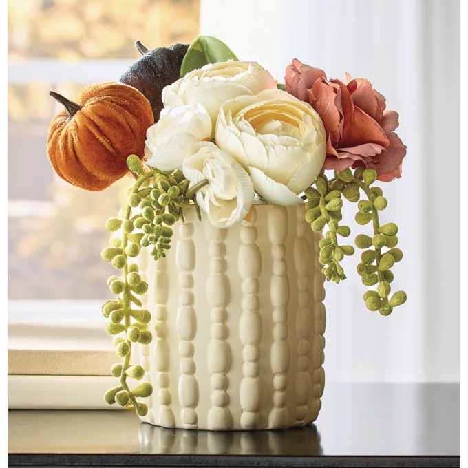 Romantic Fall Faux Floral Arrangement in Pot, Multi, large