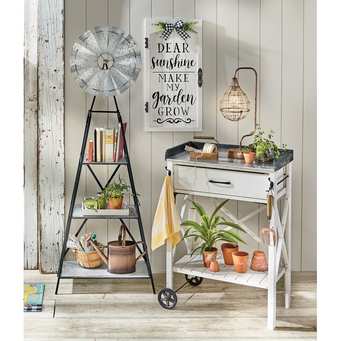 Galvanized Metal Windmill, , large