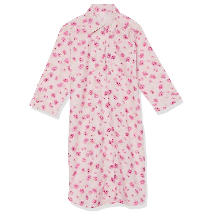 Printed Flannel PJs or Nightshirt, Rose Floral, large