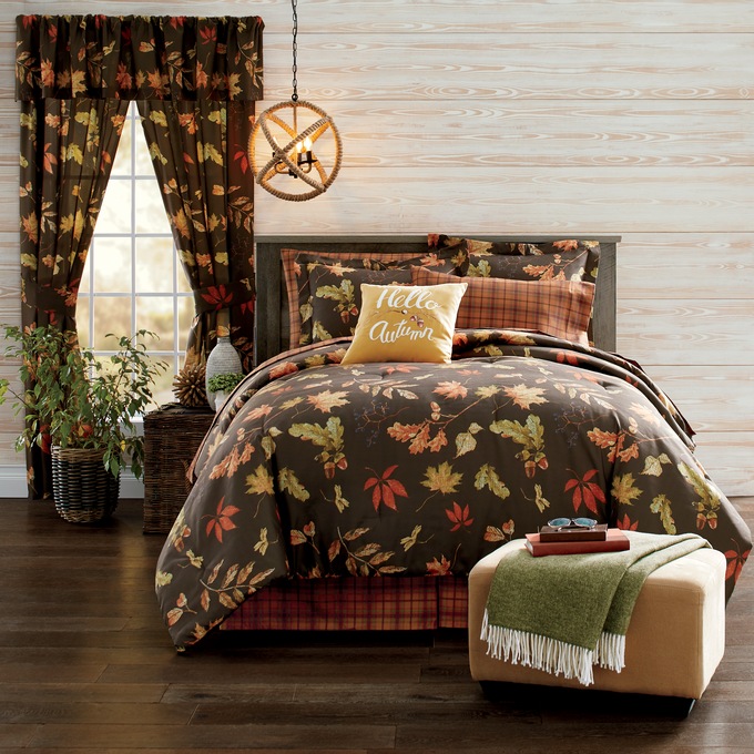 Autumn Leaves Complete Bed Set, Accent Pillow and Window Treatments, , large