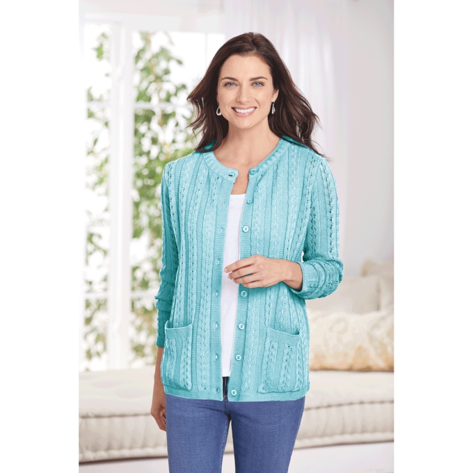 Cable Knit Cardigan, , large