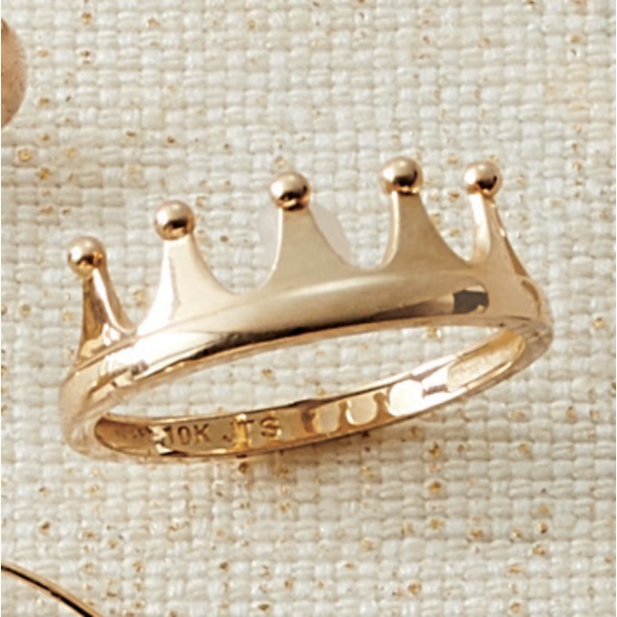 10K Gold Crown Ring, , large