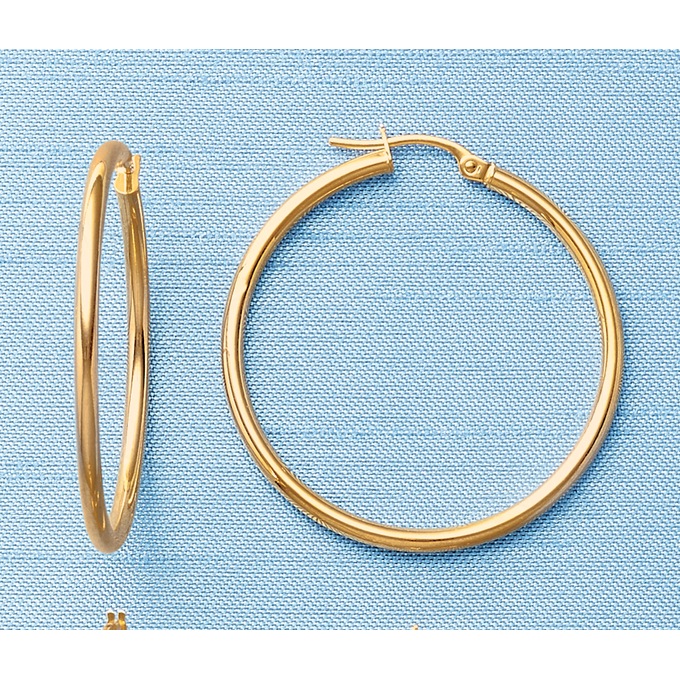 10K Medium Gold Hoop Earrings, , large