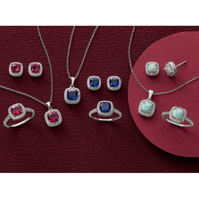 Pendant Earring And Ring Created Gemstone Set Montgomery Ward