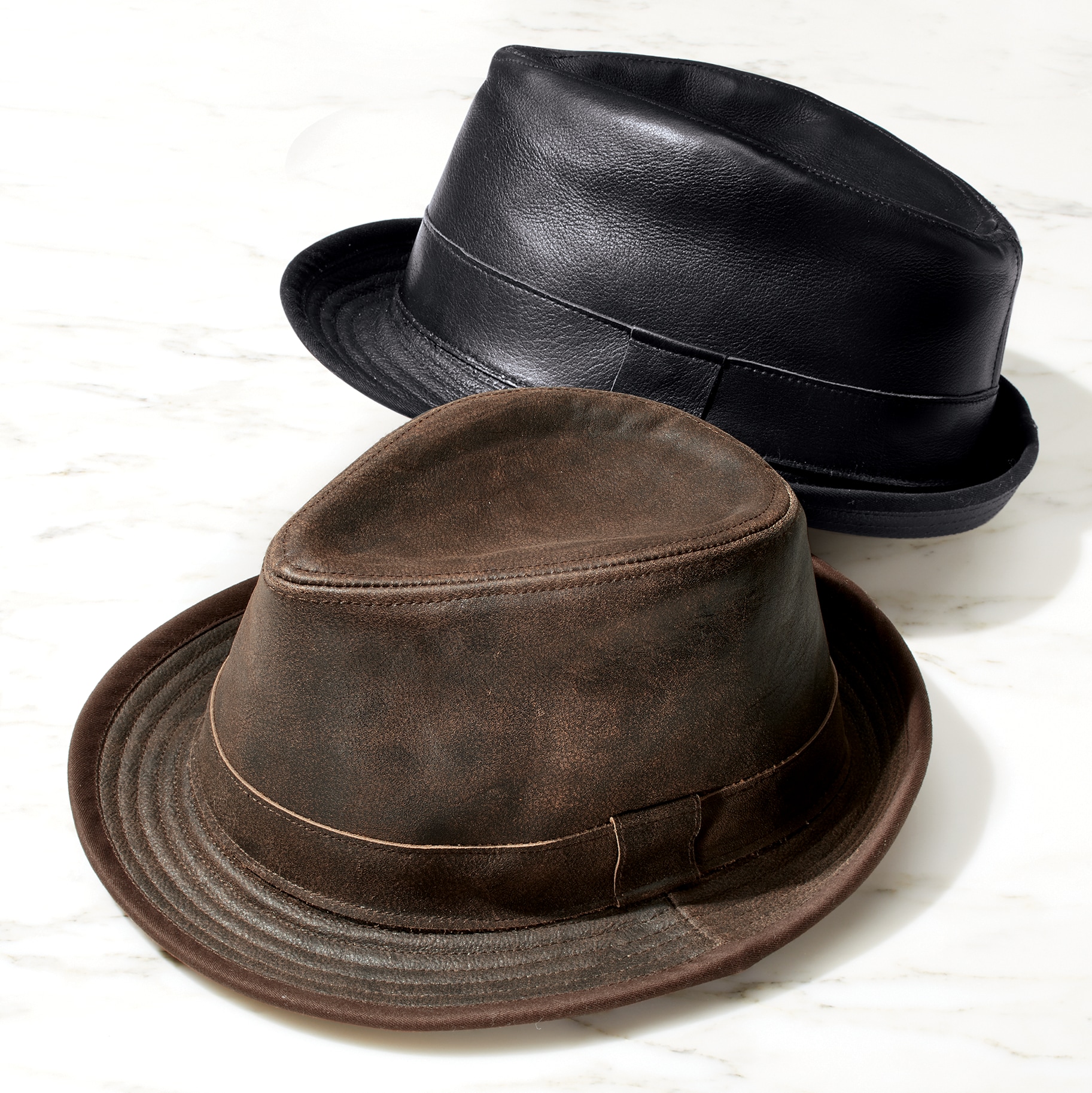 Leather fedora mens clearance