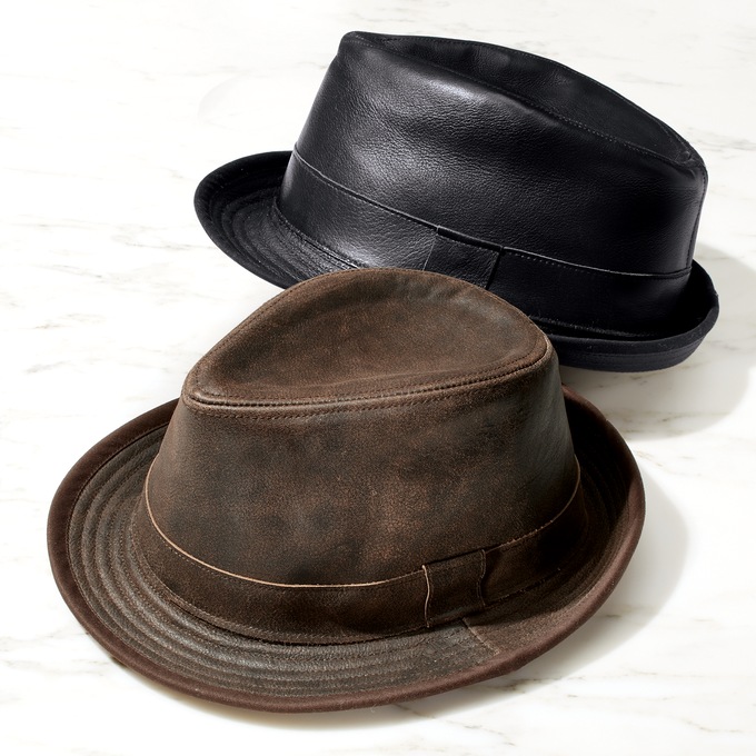 Leather Fedora, , large