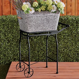 Galvanized Vintage Tub Planter, , large