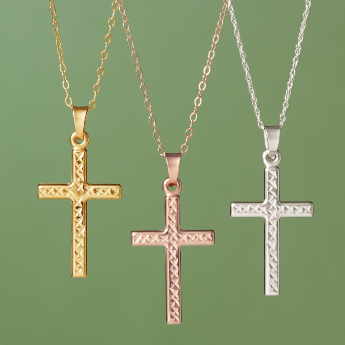 10K Gold Cross Pendant, , large