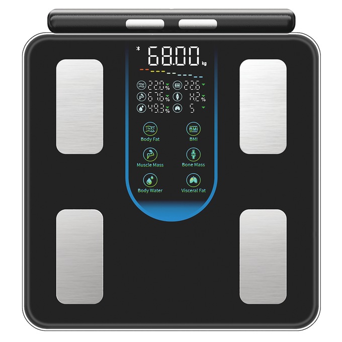 Smart Body Composition Scale with Body Fat Analysis and Bluetooth App Tracking, Black, large