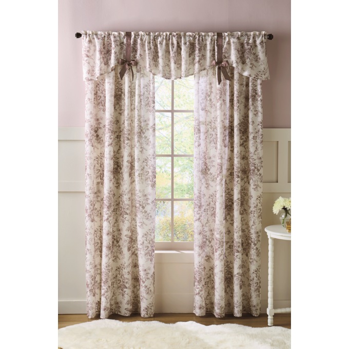 Toile Bow French Country Window Valance, Mauve, large
