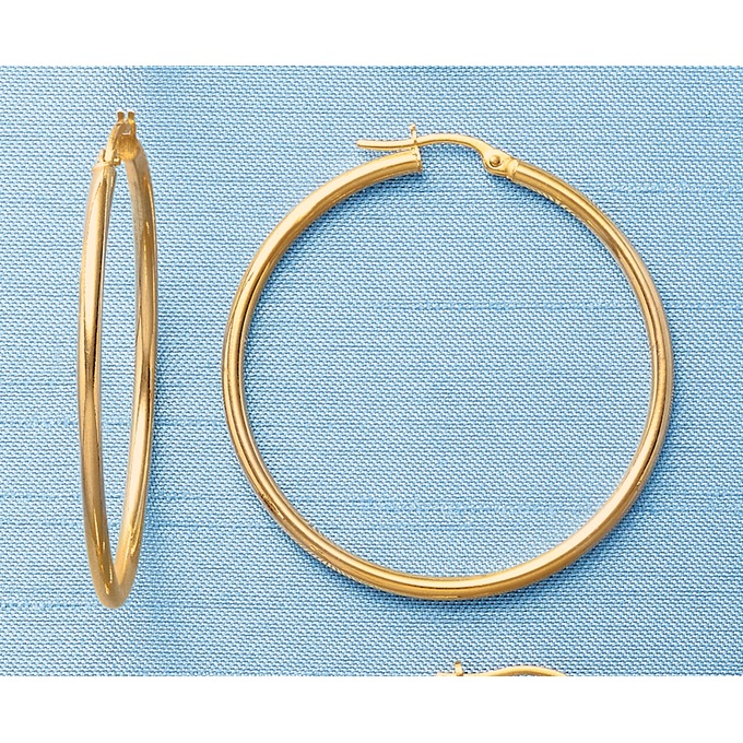 10K Large Gold Hoop Earrings, , large