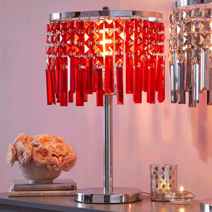 Crystal Dangle Lamps, Red, large