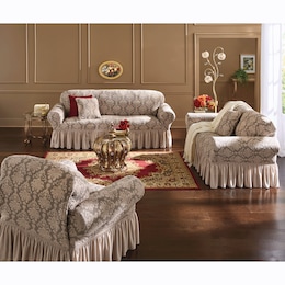 Damask Stretch Slipcover, , large