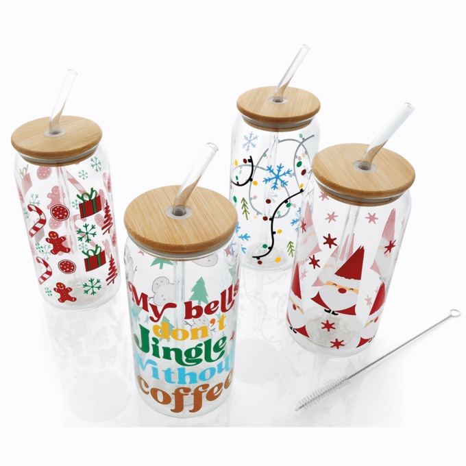 Set of 4 Christmas Tumblers, , large