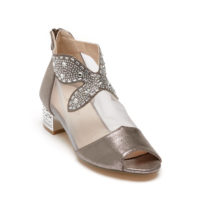  Mesh & Bling Women's Shootie with Silvery Accents, Beads & Sequins & 1.5” Heel, , large