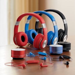 Magnavox 3-In-1 Combo Headphone, Earphone, and Speaker Set, , large