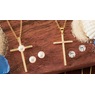 Gemstone Cross Pendant and Earring Set, , large